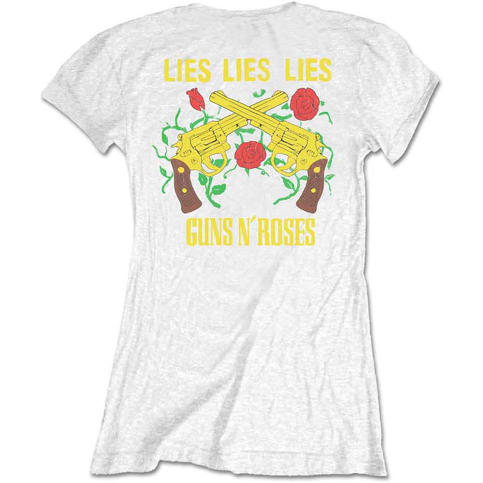 Guns N' Roses Ladies T-Shirt: Lies, Lies, Lies (White) (Back Print)
