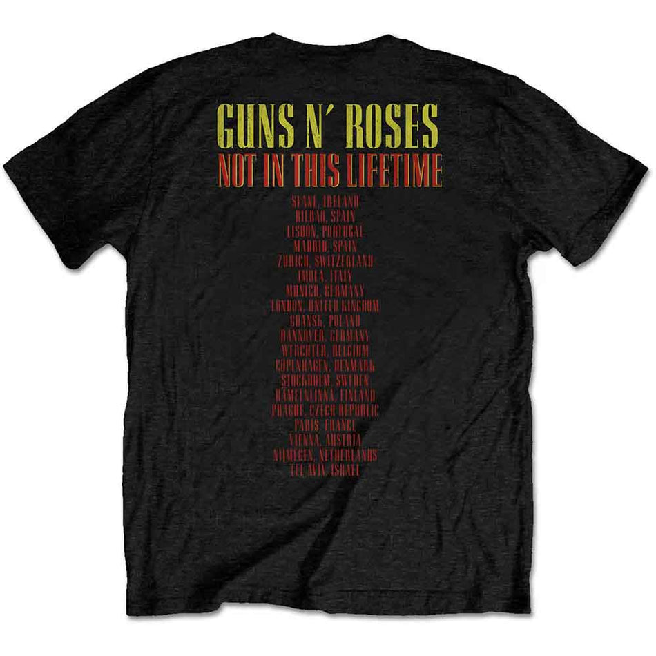 Guns N' Roses Unisex T-Shirt: Pistols & Roses (Black) (Back Print)