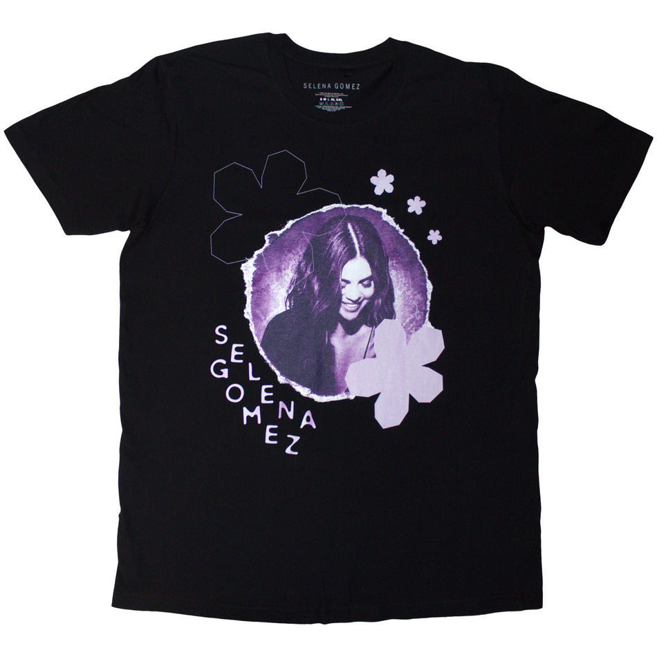 Selena Gomez Unisex T-Shirt: Purple Floral (Black)