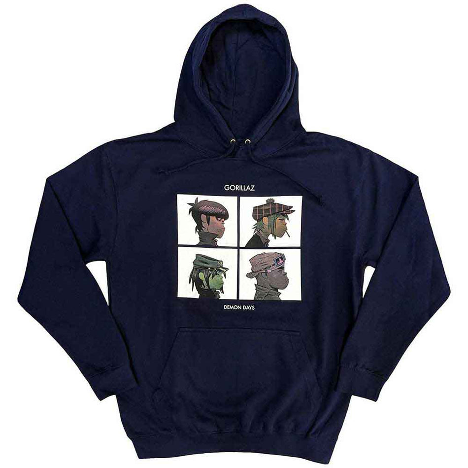 Gorillaz Unisex Pullover Hoodie: Demon Days (Navy Blue)
