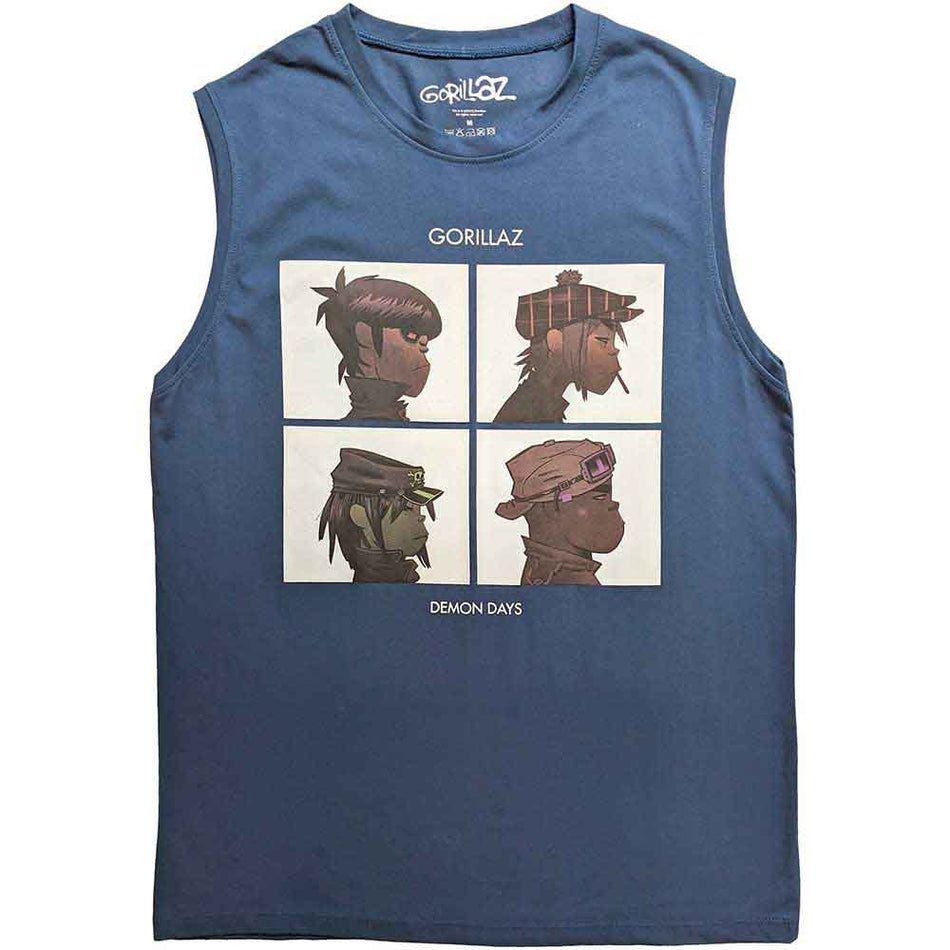 Gorillaz Unisex Tank T-Shirt: Demon Days (Denim Blue)