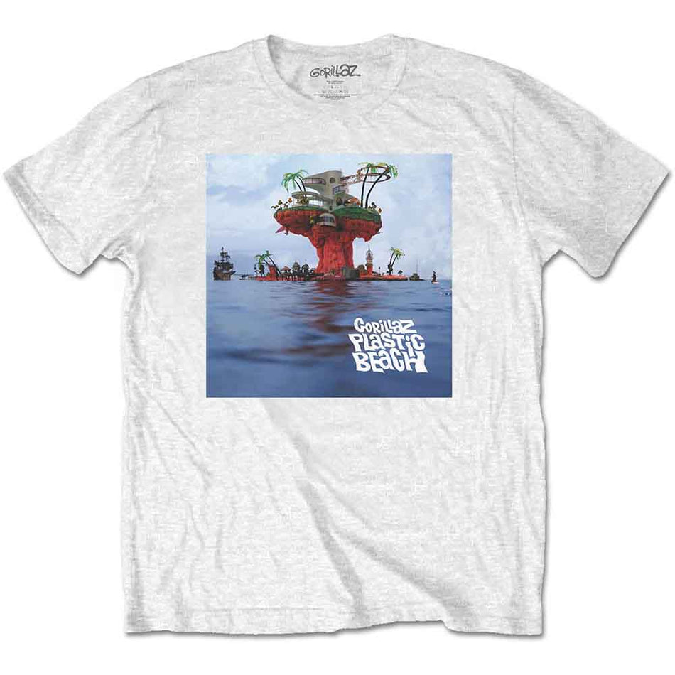 Gorillaz Unisex T-Shirt: Plastic Beach (White)