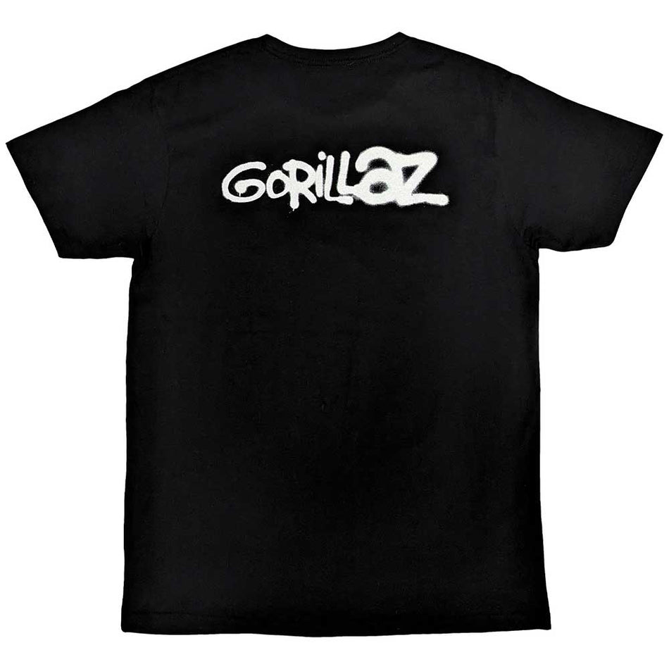 Gorillaz Unisex T-Shirt: George Spray (Black) (Back Print)