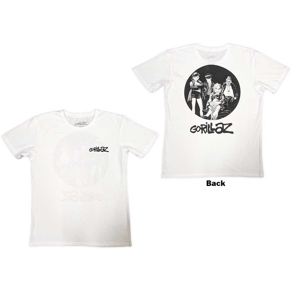 Gorillaz Unisex T-Shirt: Song Machine Brush Logo (White) (Back Print)