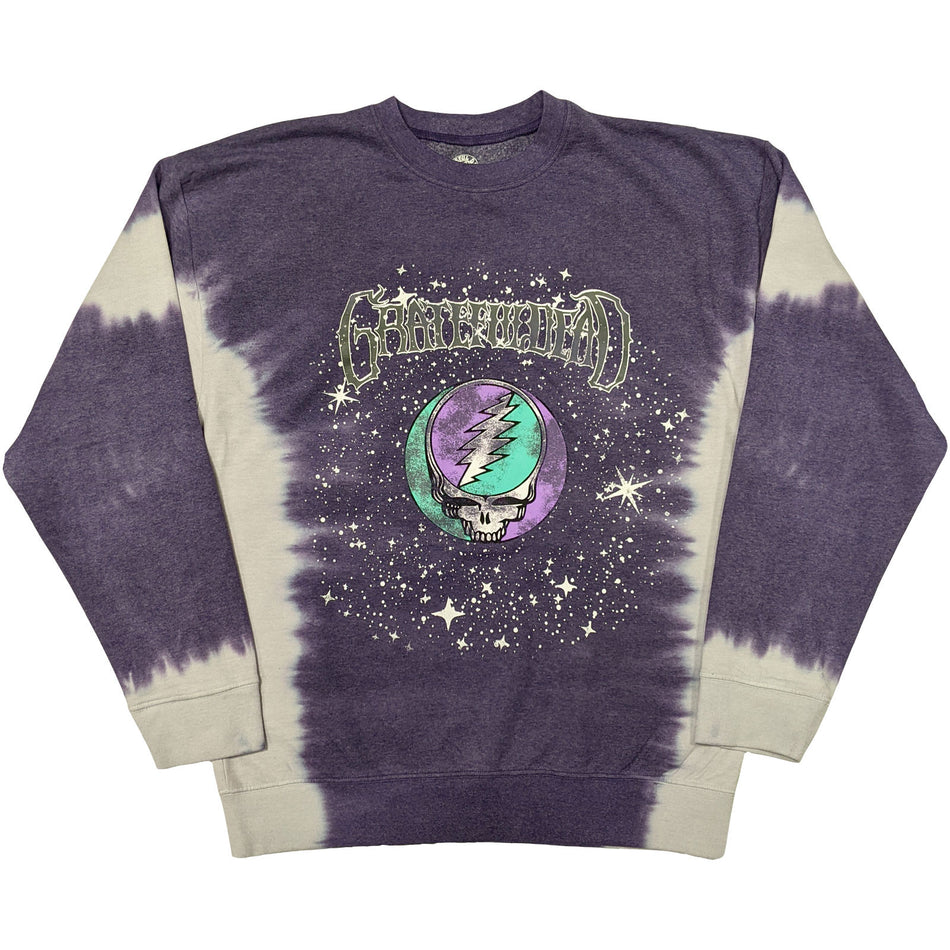 Grateful Dead Unisex Dip Dye Sweatshirt: Cosmic Stealie (Wash Collection) (Purple)