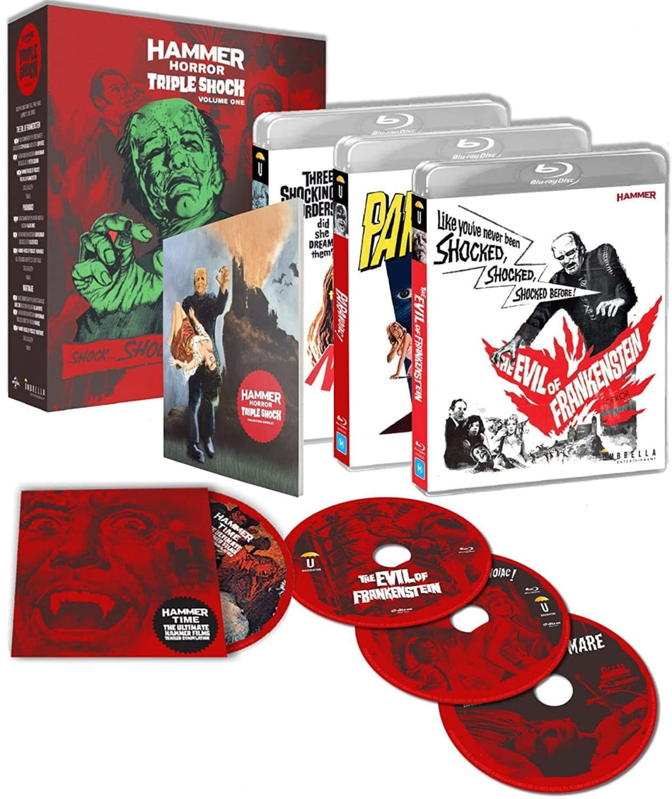Hammer Triple Shock Collection Volume 1: The Evil of Frankenstein / Paranoiac / Nightmare - [Blu-ray]