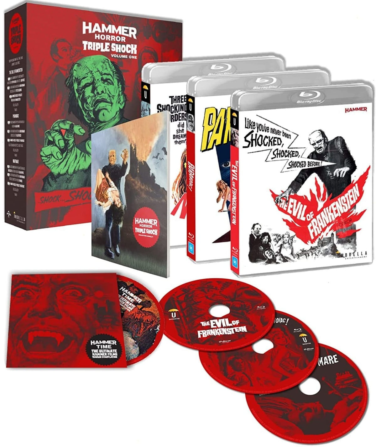 Hammer Triple Shock Collection Volume 1: The Evil of Frankenstein / Paranoiac / Nightmare - [Blu-ray]