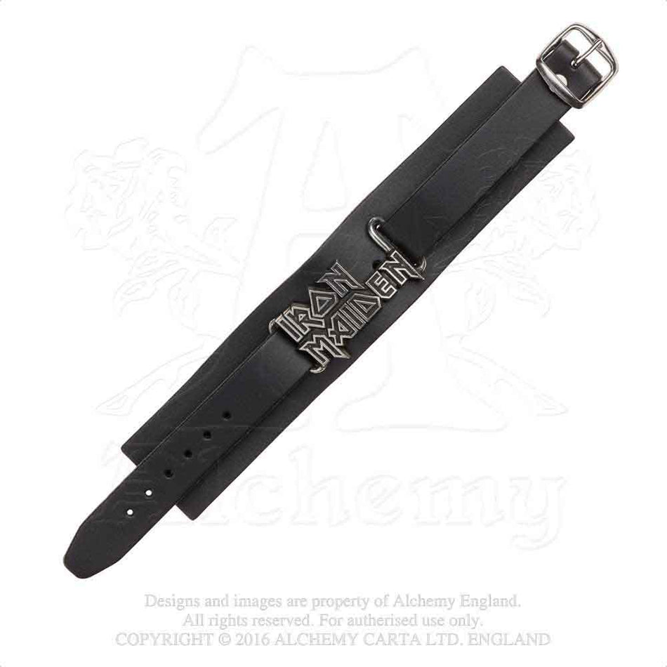 Iron Maiden Leather Wrist Strap: Logo 1