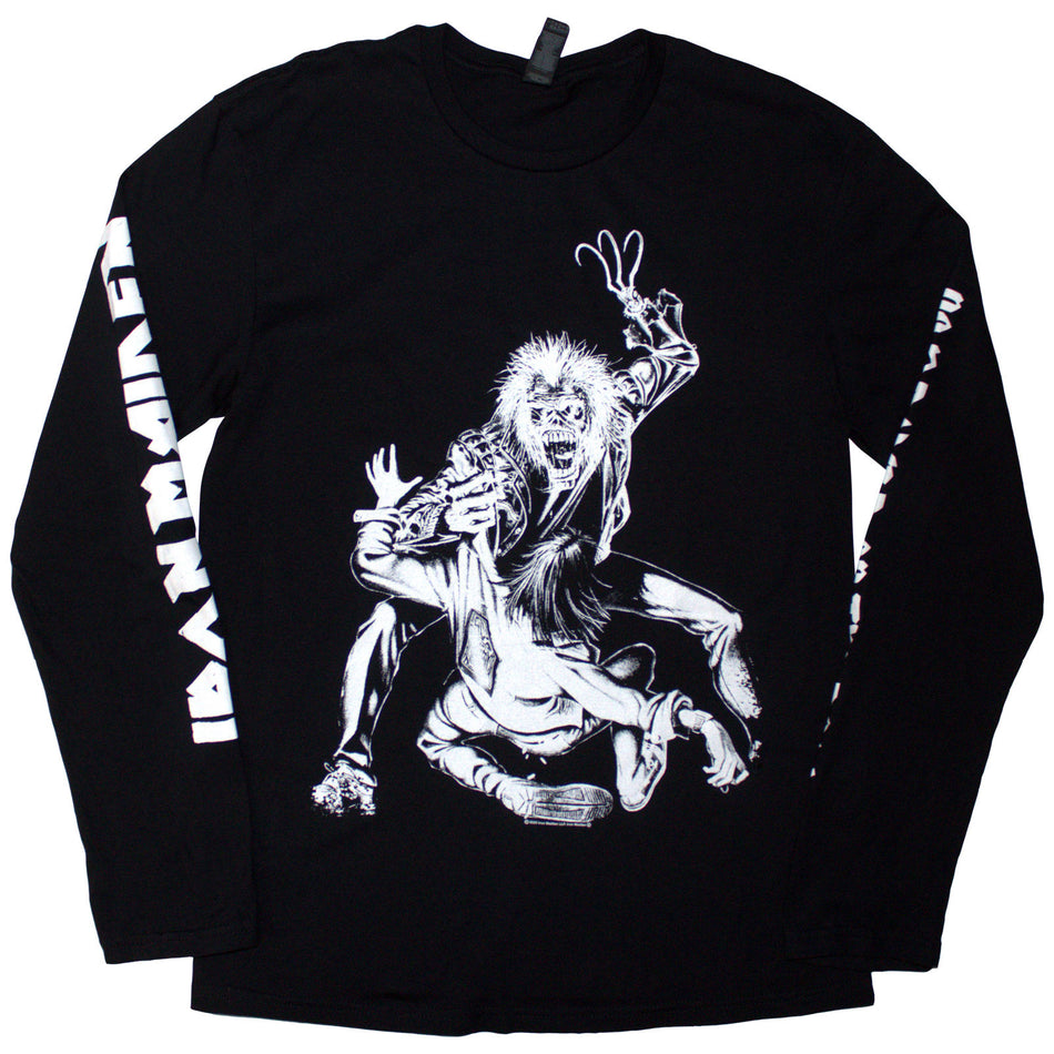 Iron Maiden Unisex Long Sleeve T-Shirt: No Prayer Claw Isolated (Black) (Sleeve Print)