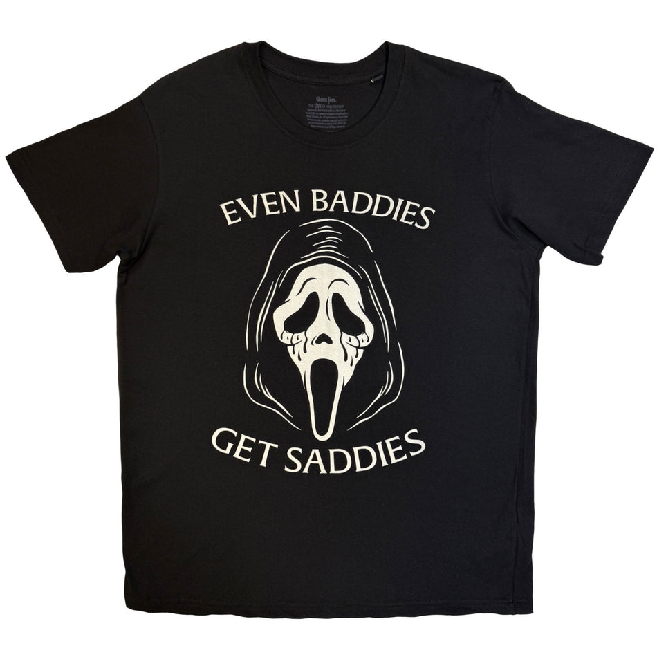 Ghostface Unisex T-Shirt: Even Baddies Get Saddies (Black)