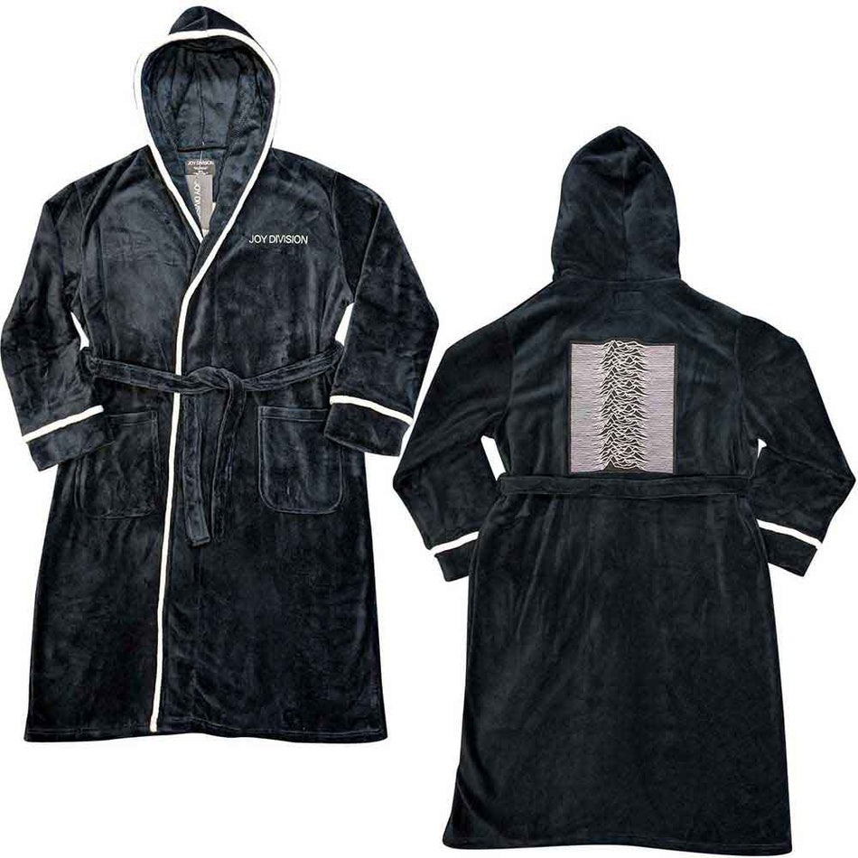 Joy Division Unisex Bathrobe: Unknown Pleasures (Black) (Back Print)