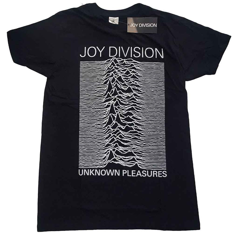 Joy Division Unisex T-Shirt: Unknown Pleasures White On Black (Black)