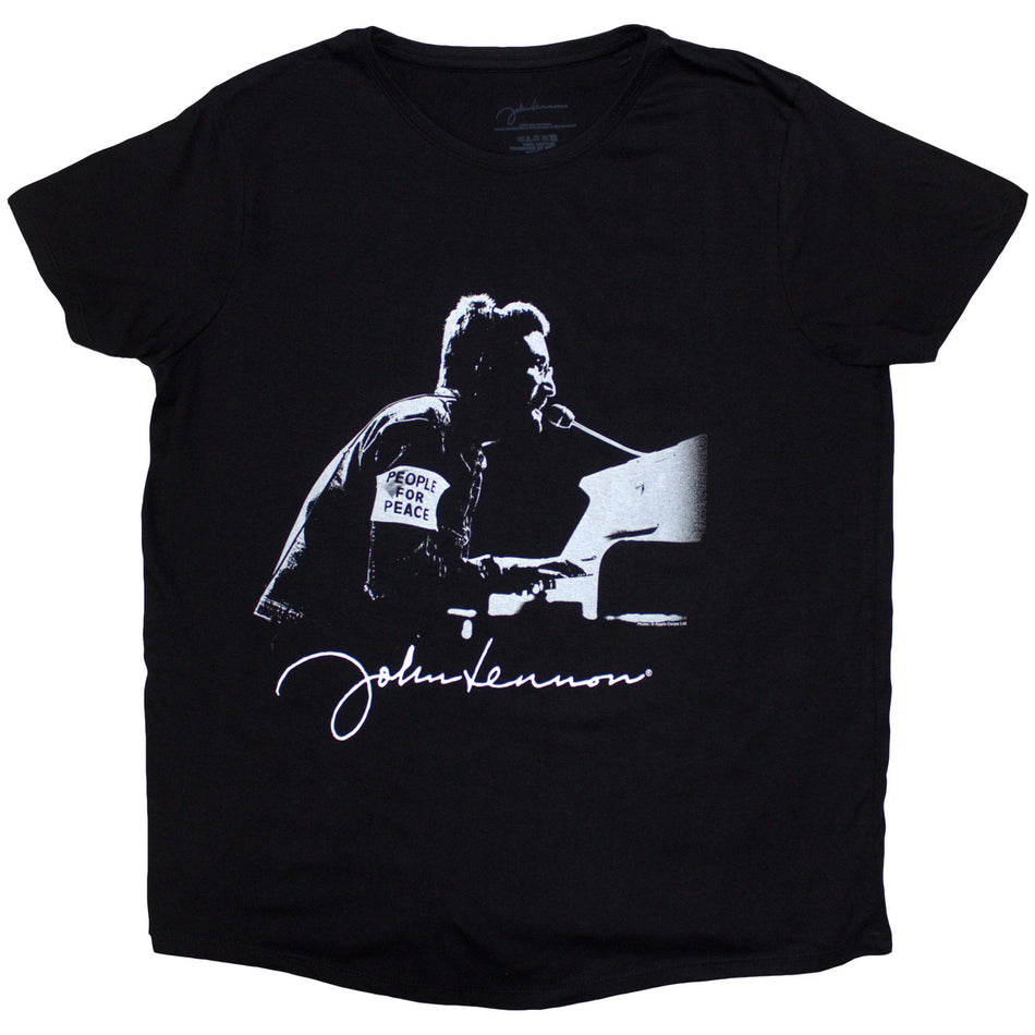 John Lennon Ladies T-Shirt: People for Peace (Black)