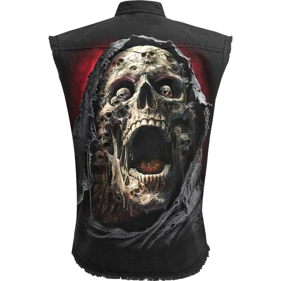 Spiral Unisex Worker Shirt: Screaming Death (Black) (Back Print)