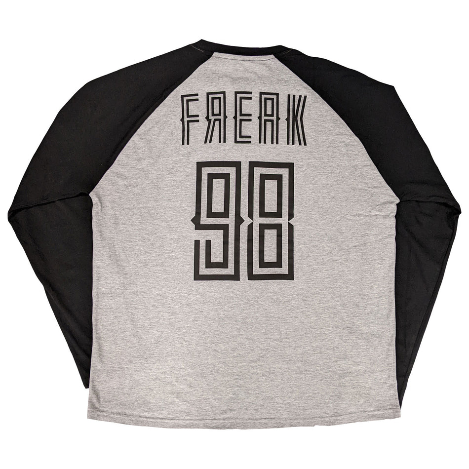 Korn Unisex Raglan T-Shirt: Freak '98 (Black & Grey) (Back Print)