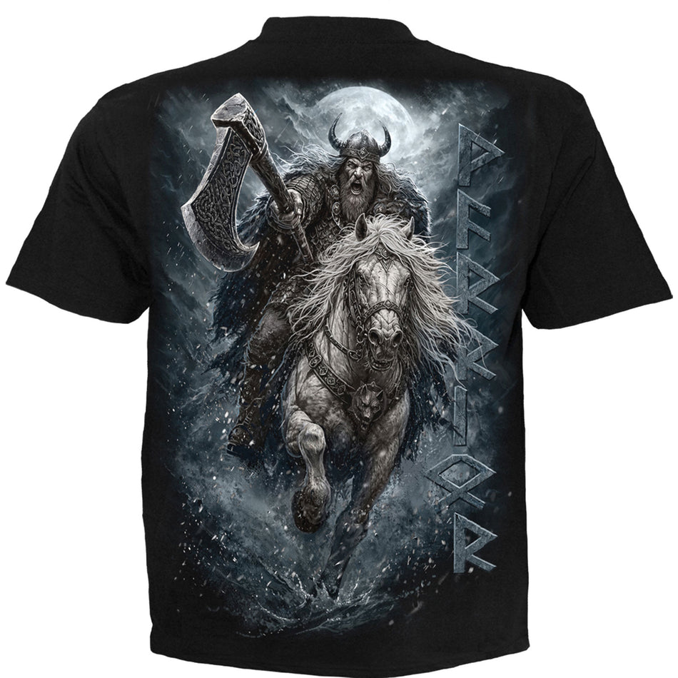 Spiral Unisex T-Shirt: Viking Rampage (Black) (Back Print)