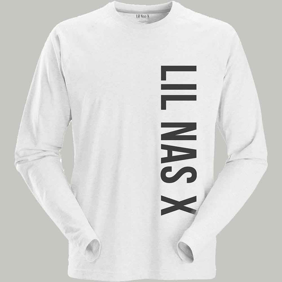 Lil Nas X Unisex Long Sleeve T-Shirt: Vertical Text (White)