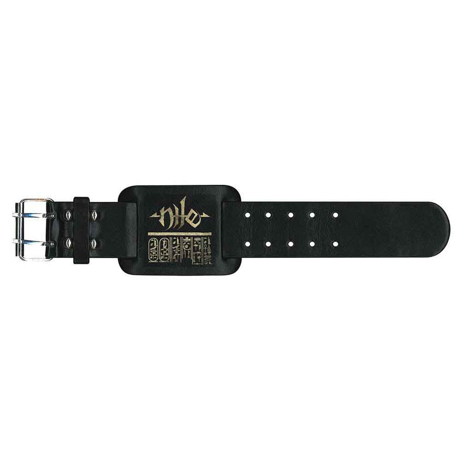 Nile Leather Wrist Strap: Logo & Hieroglyphs