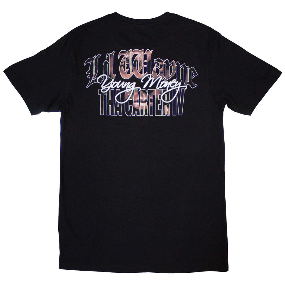 Lil Wayne Unisex T-Shirt: Face Infill (Black) (Back Print)