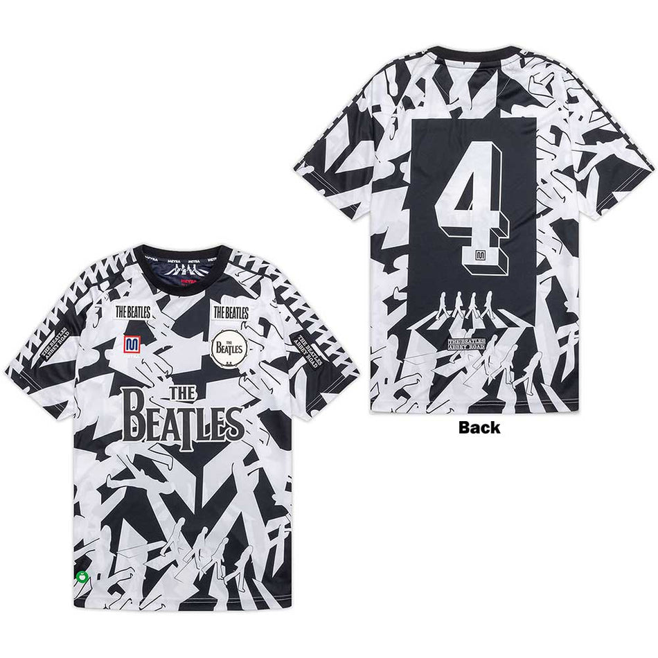 The Beatles Unisex Jersey T-Shirt: Meyba Abbey Road Crossing All-Over-Print (Black & White)