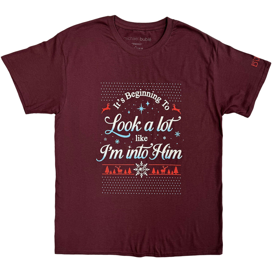 Michael Buble Unisex T-Shirt: Into Him (Maroon Red)