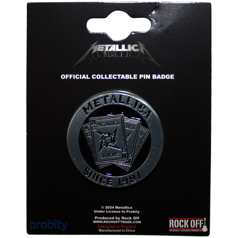 Metallica Pin Badge: 30th Anniversary Playing Card