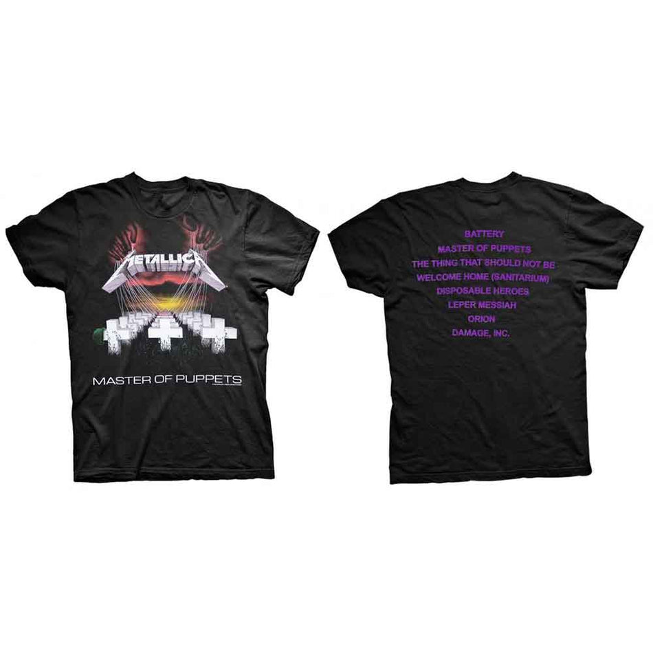 Metallica Unisex T-Shirt: Master of Puppets (Black) (Back Print)
