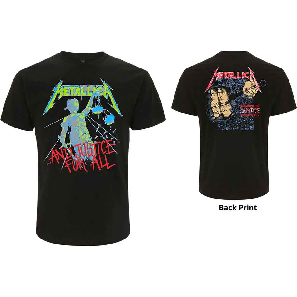 Metallica Unisex T-Shirt: And Justice For All (Original) (Black) (Back Print)