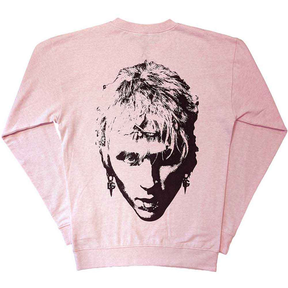 Machine Gun Kelly Unisex Sweatshirt: Pink Face (Pink) (Back & Sleeve Print)