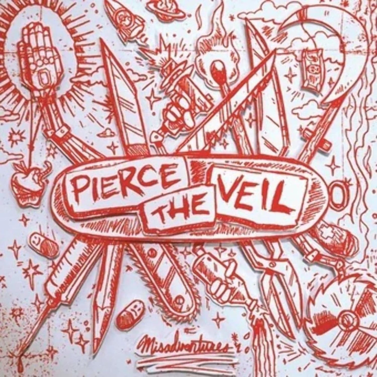 Pierce the Veil - Misadventures - (Indie Exclusive, Limited Edition, Colored Vinyl, Red, Silver) - [Vinyl]