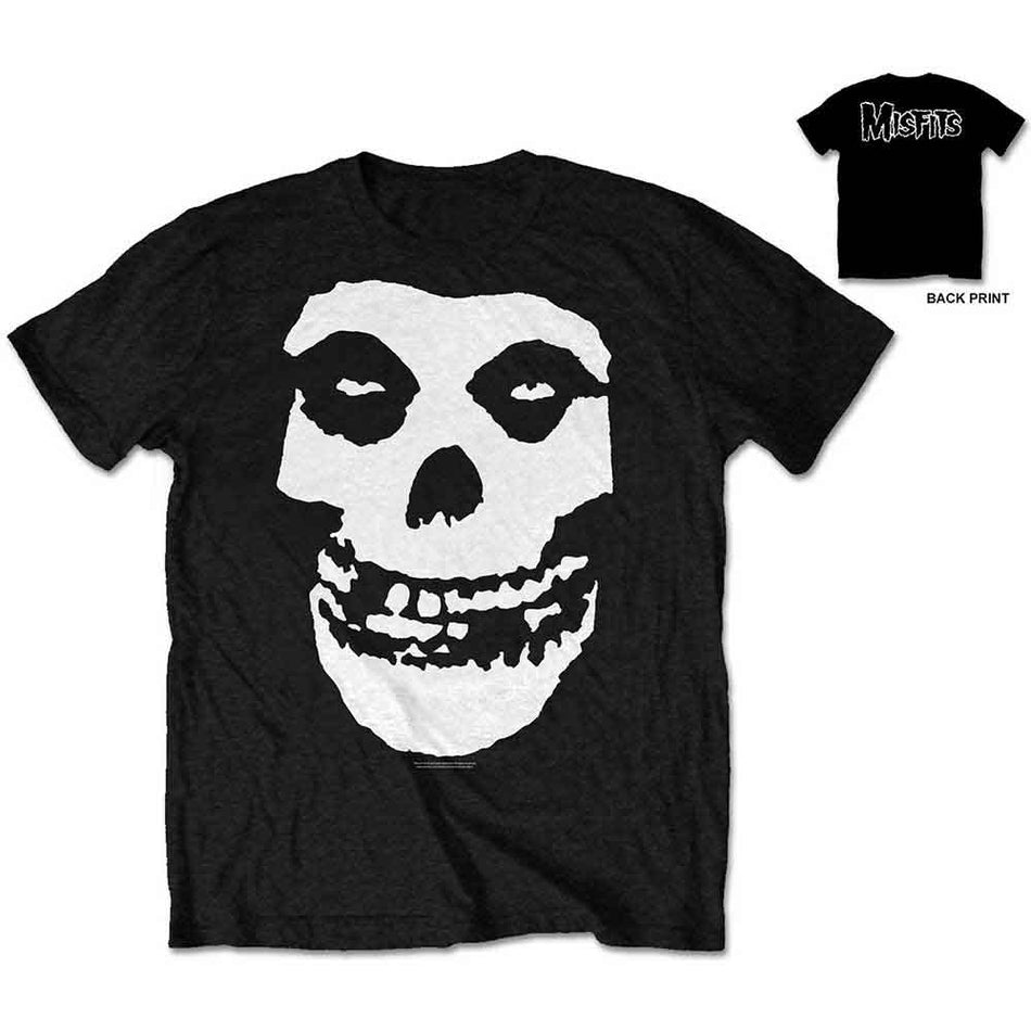 Misfits Unisex T-Shirt: Classic Fiend Skull (Black) (Back Print)