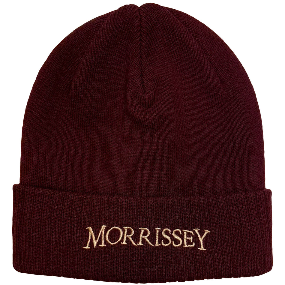 Morrissey Unisex Beanie Hat: Arched Logo (Maroon Red)