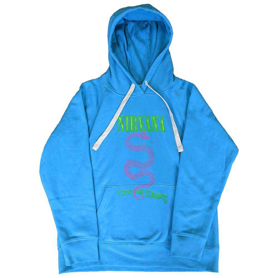 Nirvana Unisex Pullover Hoodie: Serve The Servants Neon (Blue)