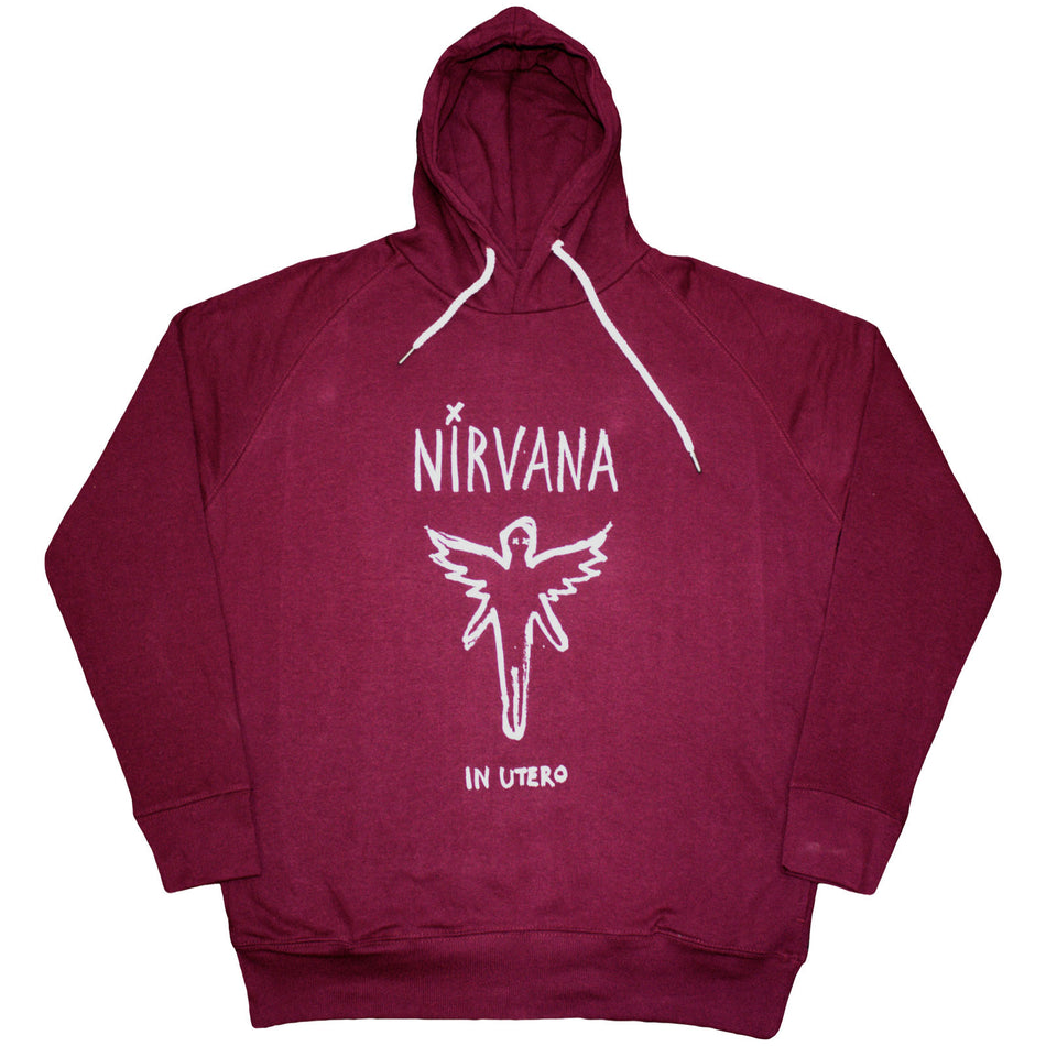 Nirvana Unisex Pullover Hoodie: In Utero Outline (Maroon Red)