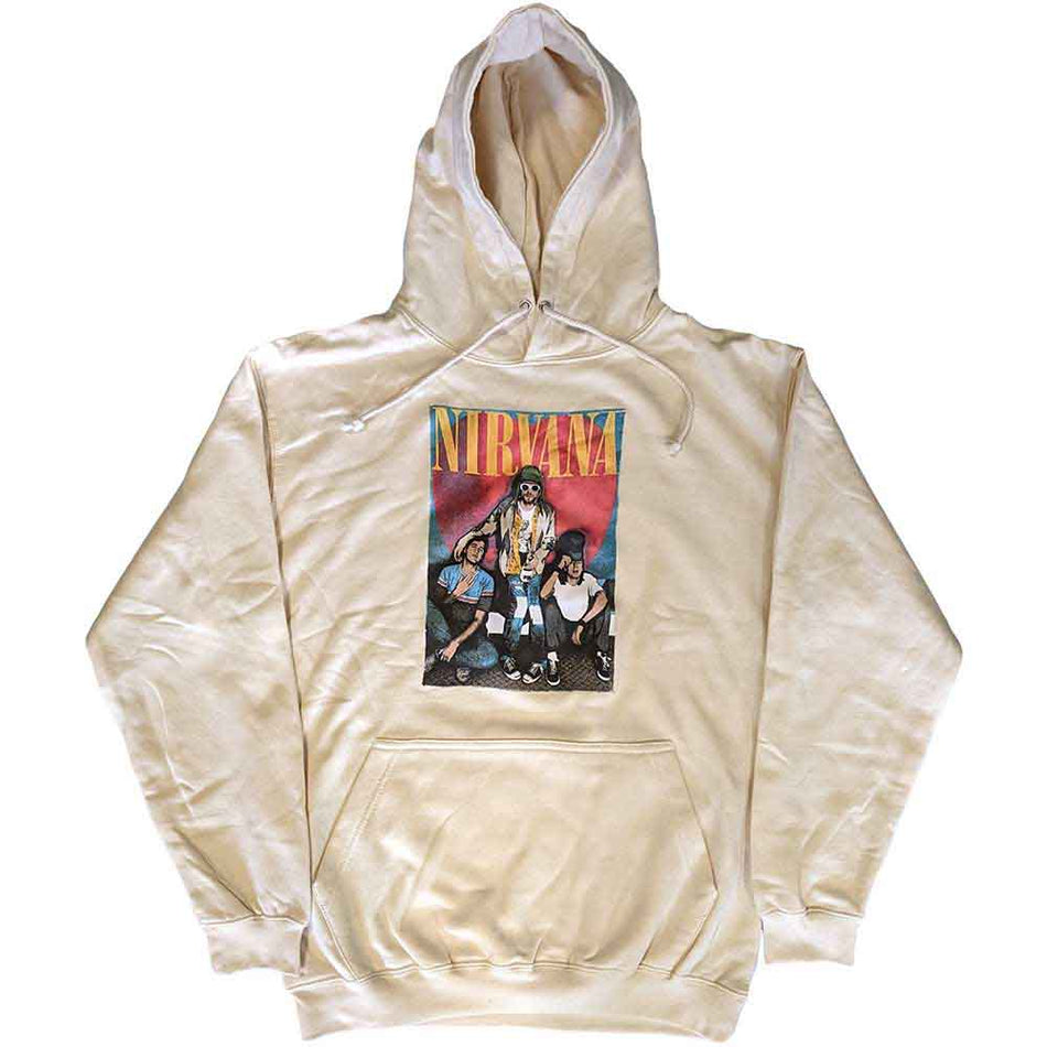 Nirvana Unisex Pullover Hoodie: Trapper Hat Mono Logo (Sand)