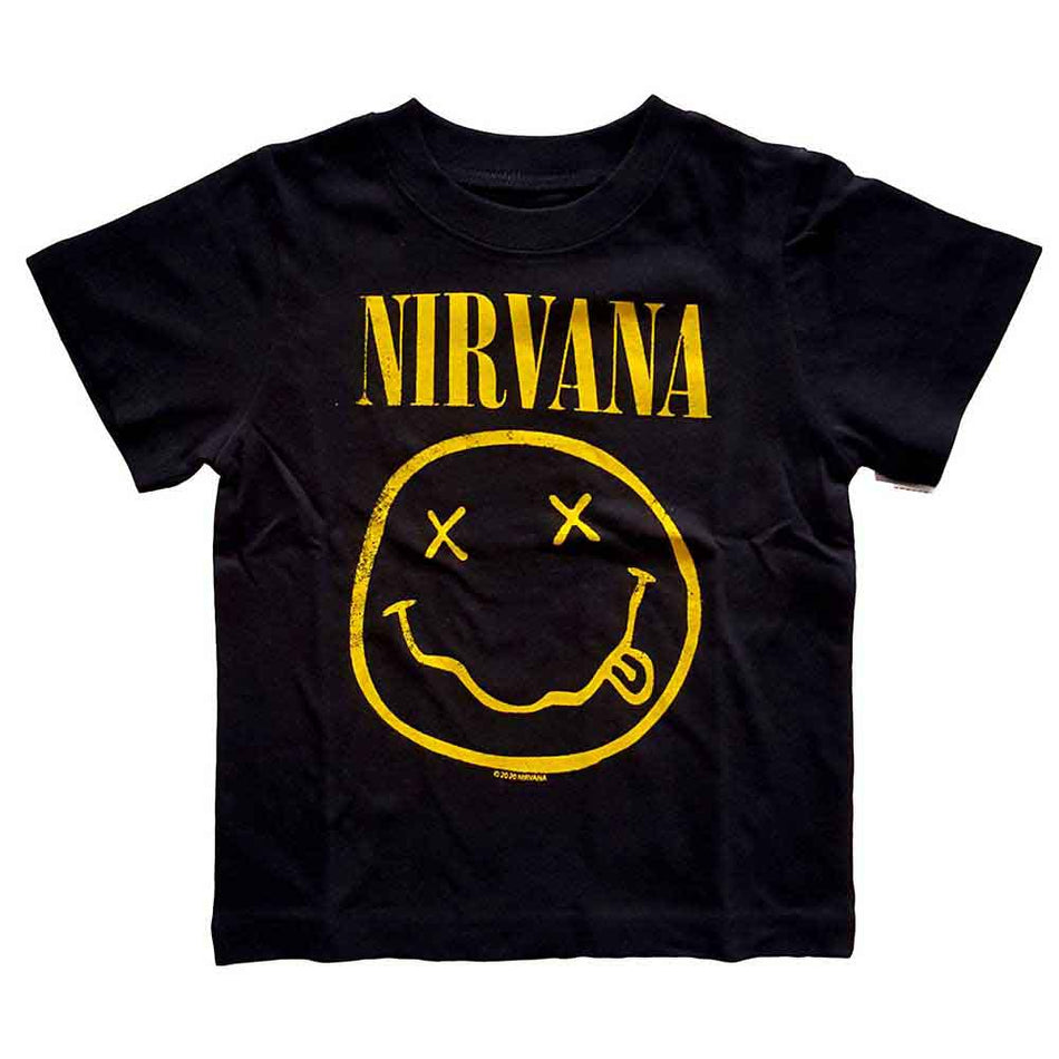 Nirvana Kids Toddler T-Shirt: Yellow Happy Face (Black)
