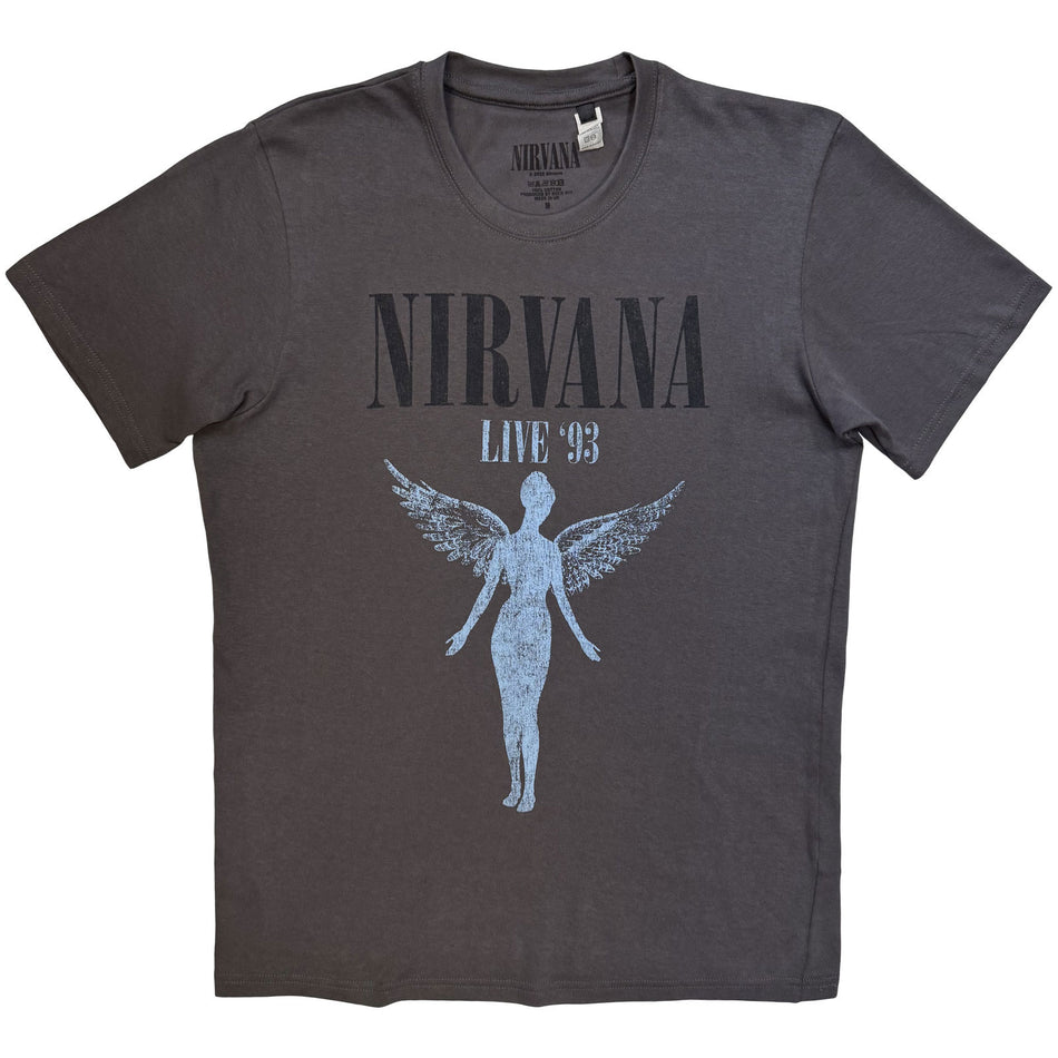 Nirvana Unisex T-Shirt: Live '93 Angel (Charcoal Grey)