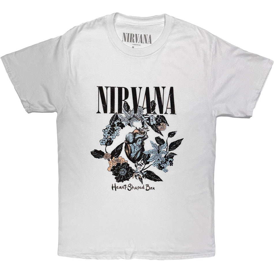 Nirvana Unisex T-Shirt: Heart Shape Box (White)