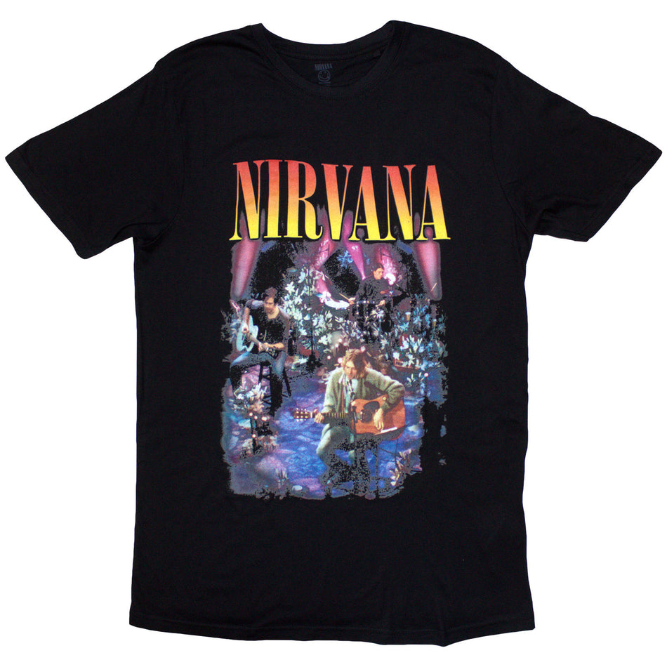 Nirvana Ladies T-Shirt: Unplugged Photo (Black)