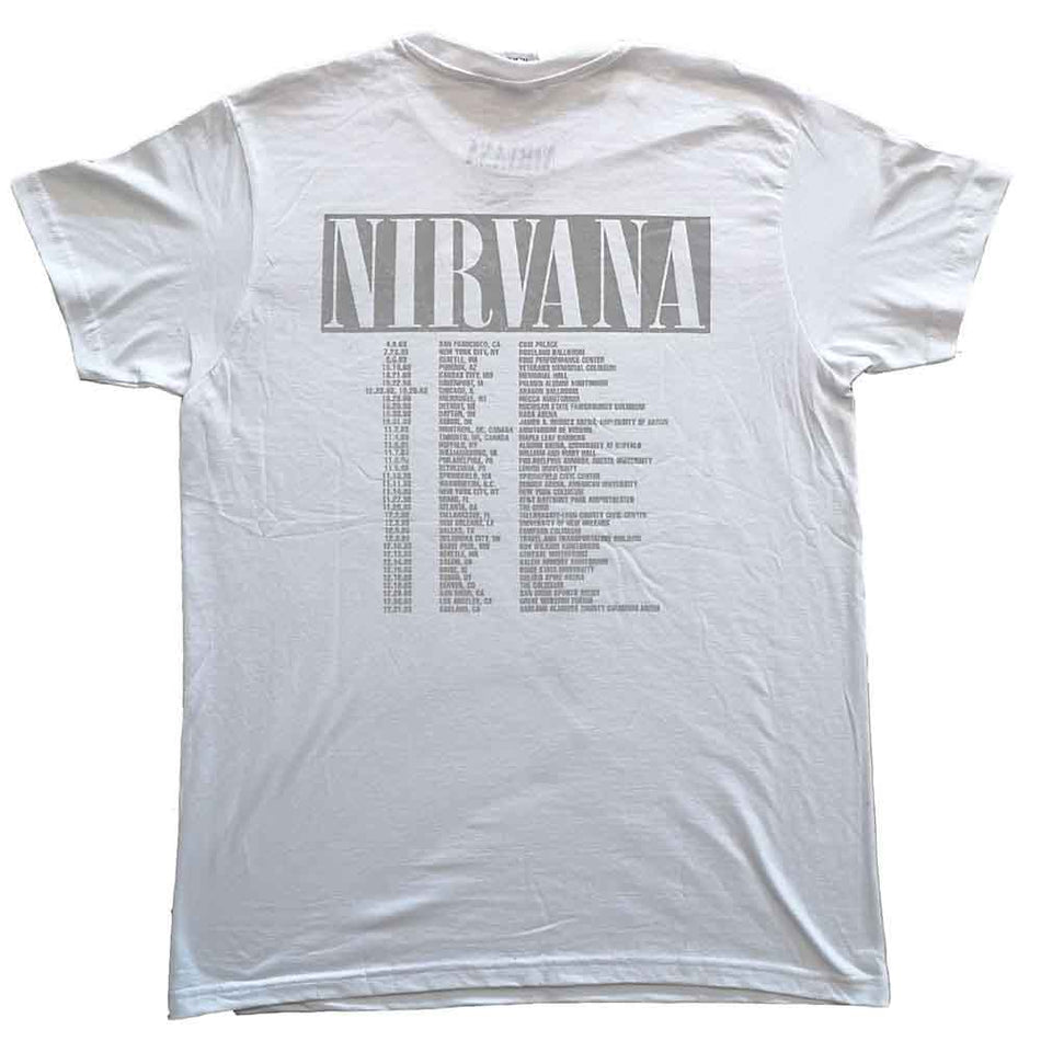 Nirvana Unisex T-Shirt: In Utero Tour (White) (Back Print)