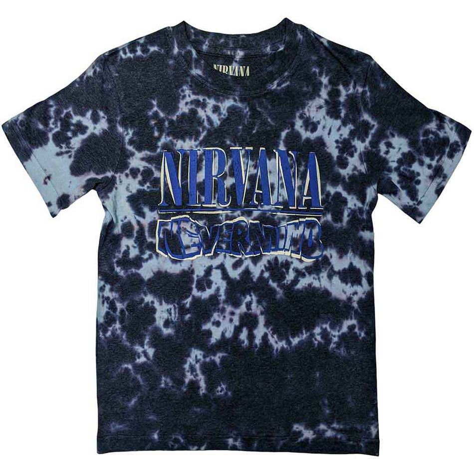 Nirvana Unisex T-Shirt: Nevermind Wavy Logo (Purple) (Wash Collection)