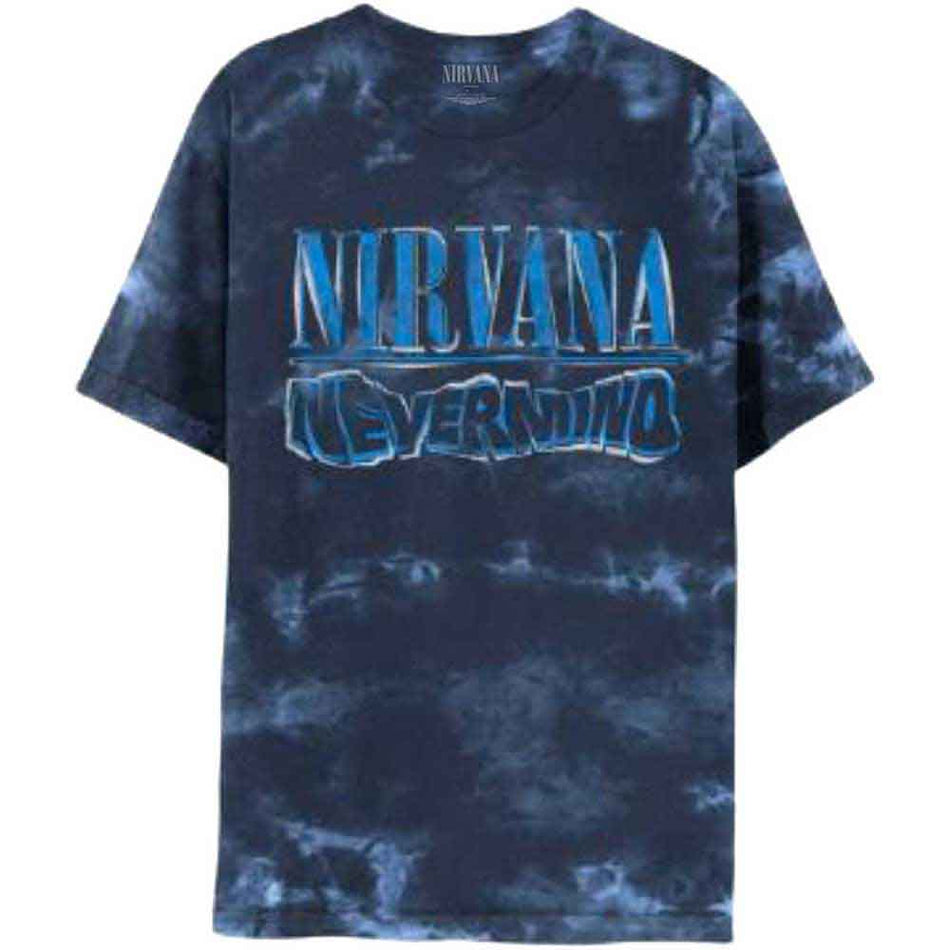 Nirvana Unisex T-Shirt: Nevermind Wavy Logo (Purple) (Wash Collection)