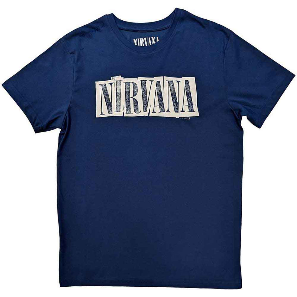 Nirvana Unisex T-Shirt: Box Logo (Denim Blue)