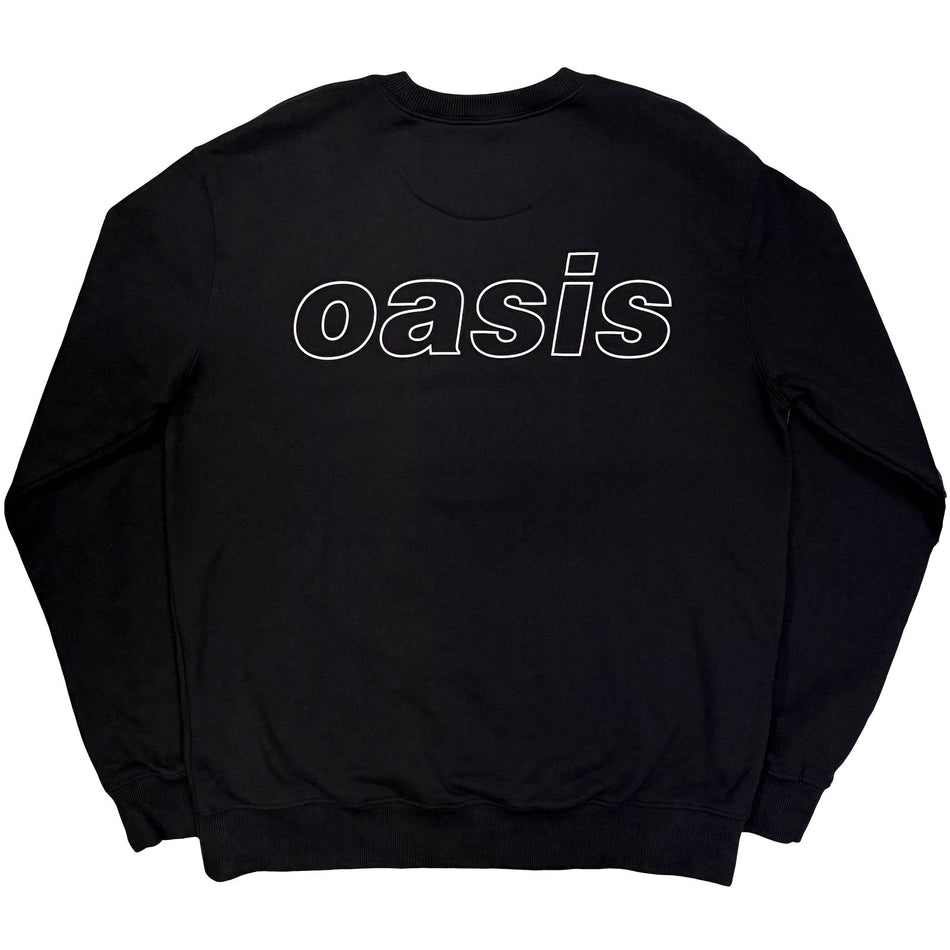 Oasis Unisex Sweatshirt: Detroit Bus Photo (Black) (Back Print & Ex-Tour)