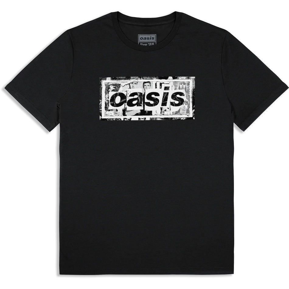 Oasis Unisex T-Shirt: Collage Live '25 World Tour (Black) (Back Print & Ex-Tour)