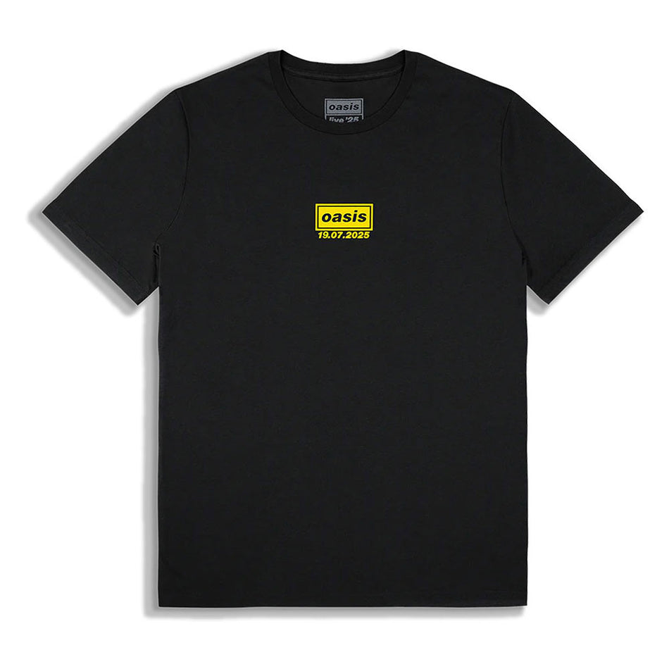 Oasis Unisex T-Shirt: Manchester 19 July Event (Black) (Back Print & Ex-Tour)
