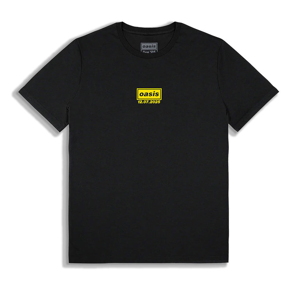 Oasis Unisex T-Shirt: Manchester 12 July Event (Black) (Back Print & Ex-Tour)