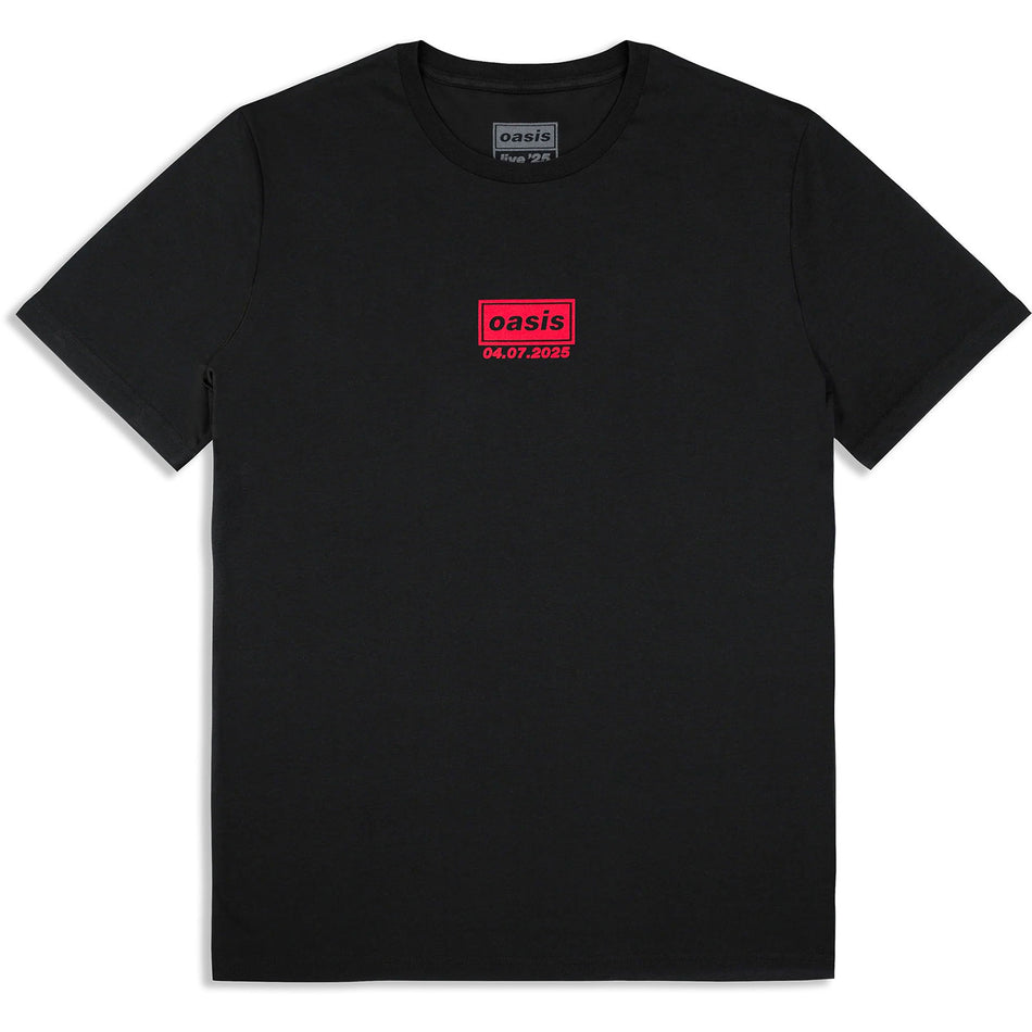 Oasis Unisex T-Shirt: Cardiff 4th July Event (Black) (Back Print & Ex-Tour)