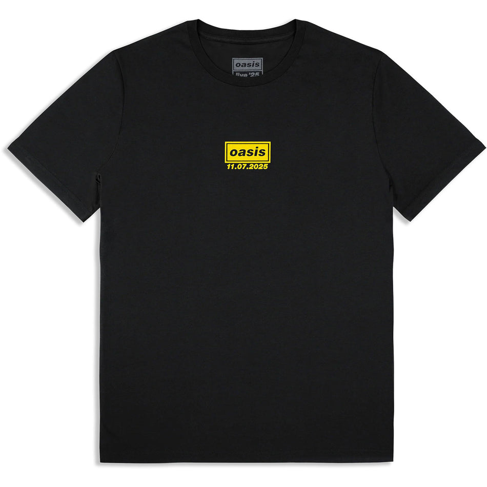 Oasis Unisex T-Shirt: Manchester 11 July Event (Black) (Back Print & Ex-Tour)