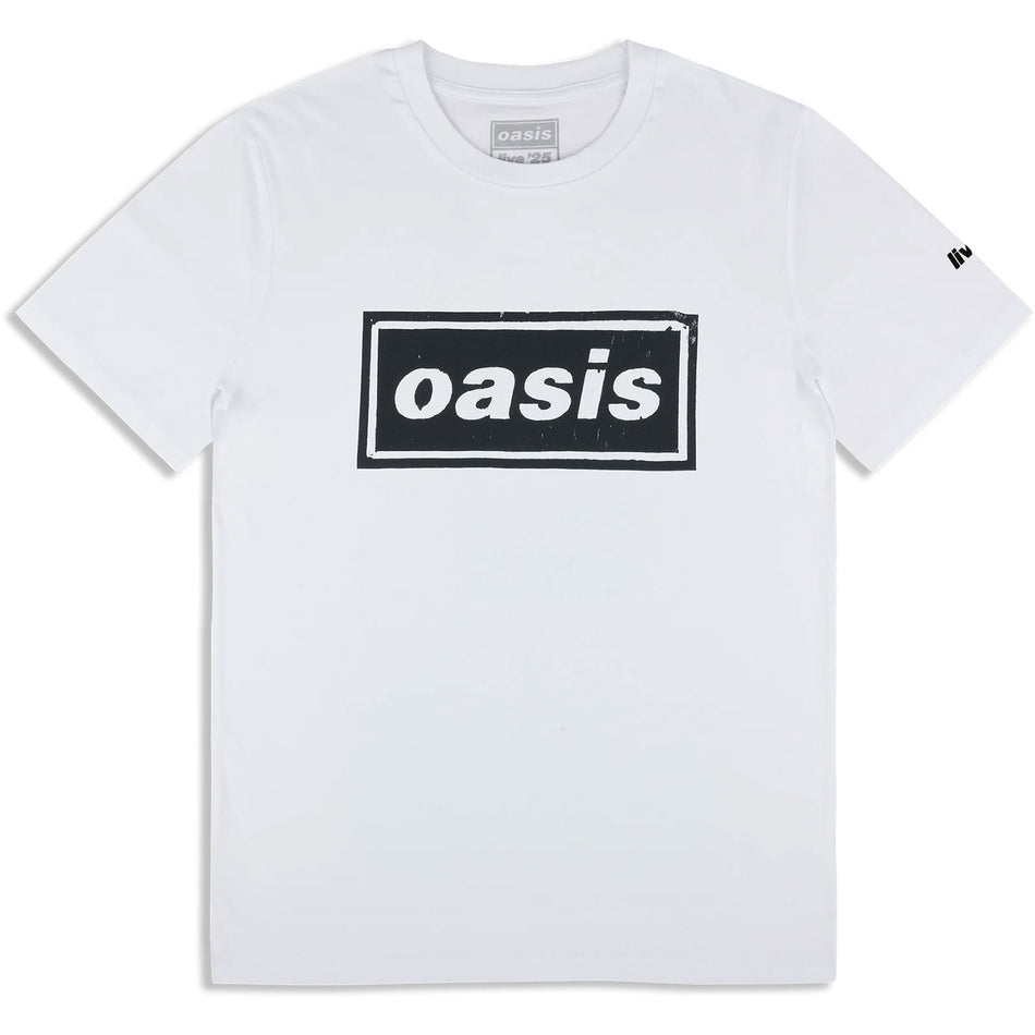 Oasis Unisex T-Shirt: Stencil Logo (White) (Ex-Tour)